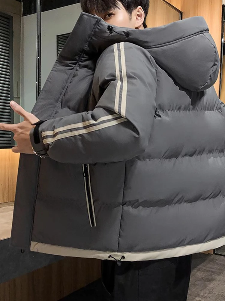 

Мужская утепленная хлопковая куртка с капюшоном, приталенного кроя, с длинными рукавами, на молнии, молодежная модная зимняя куртка