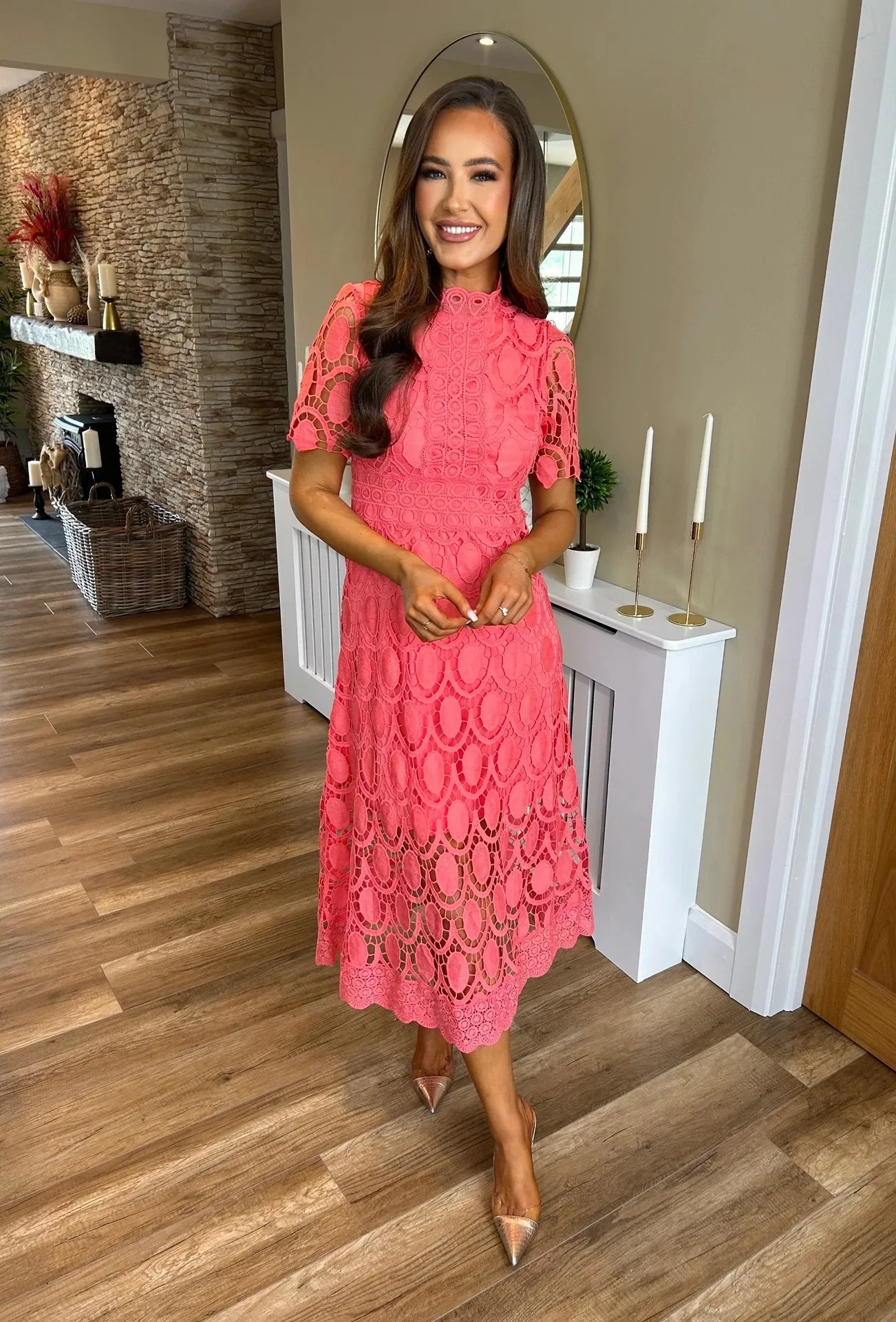 EINY Women Fashion Dress Long Sleeved Lace Splicing Crochet Hook Embroidery Hollowed out A Ling Long Dress Vestidos Party Robes