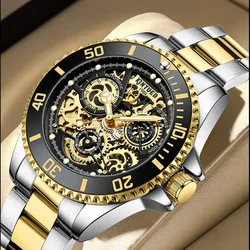 Kinyued Men Mechanical Automatic Wristwatches 30m Waterproof Hand Luminous Staniless Steel Strap Business Watches for Man