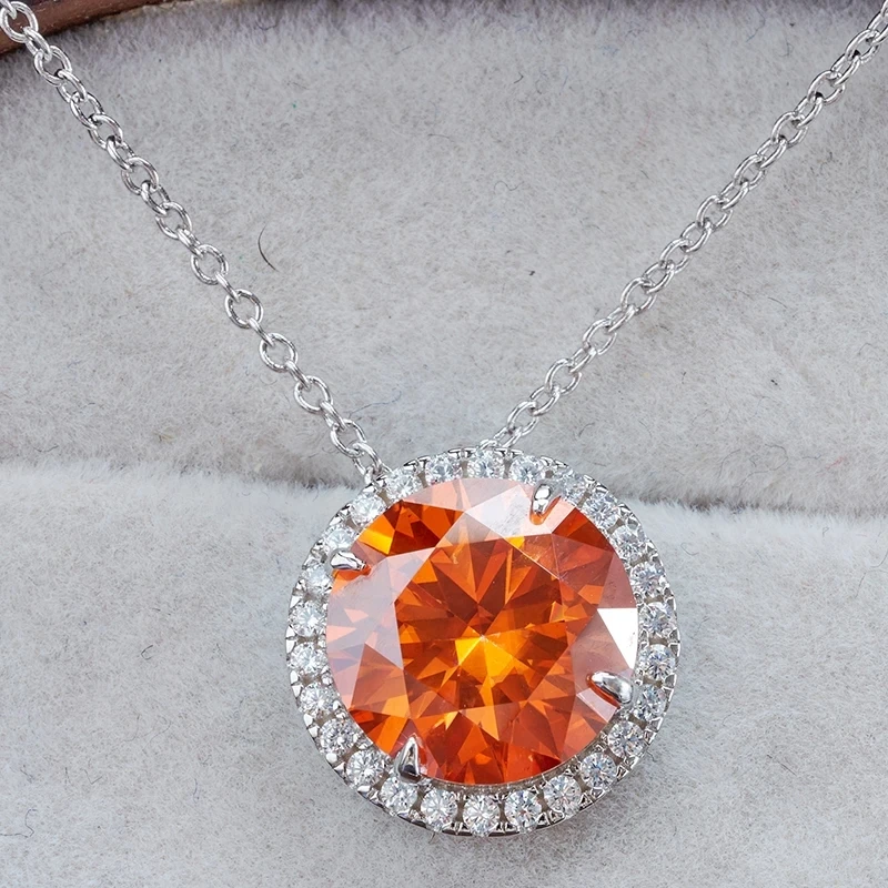 JoyceJelly Classic S925 srebrny naszyjnik z 5CT 11mm kolorowe kamienie Moissanite wesele luksusowa piękna biżuteria — zdjęcie 4