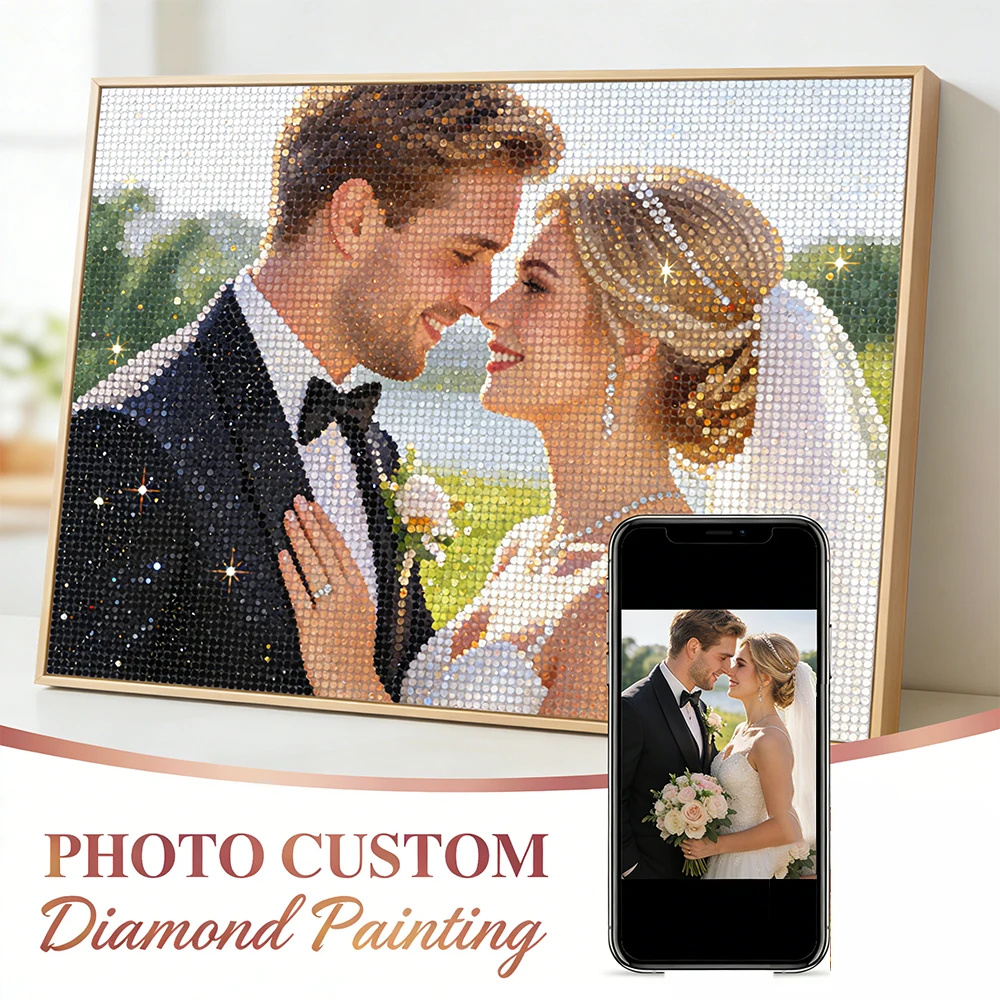Huacan Diy Diamond Art Painting Personal Customized Home Decor Private Photo Mosaic Handmade Rhinestones Full Kits