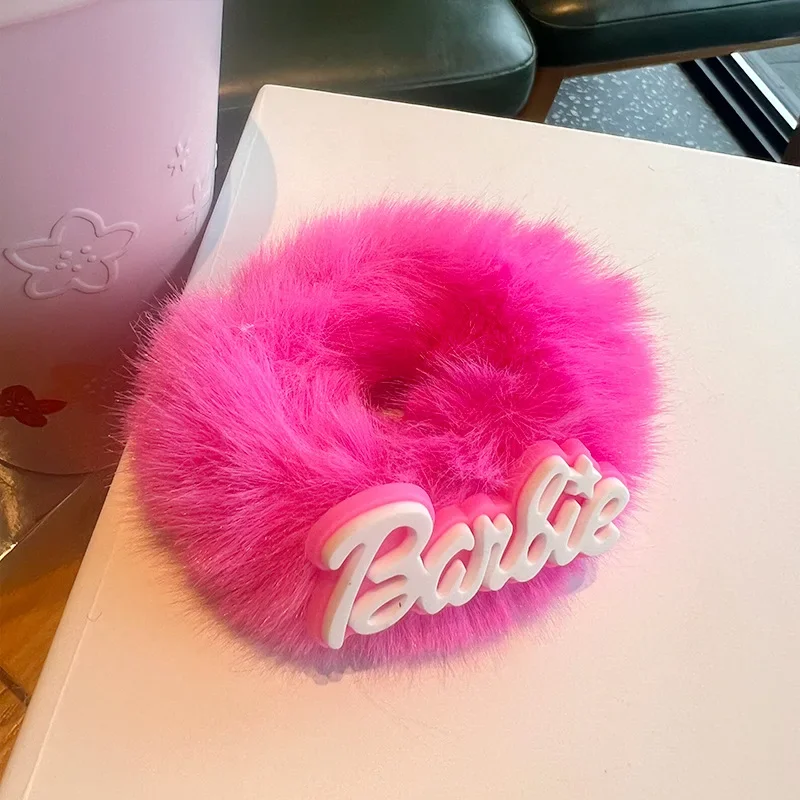 Pink Bow Barbie Plush Hair Bands Cute Lori Fluffy Hair Rope Girls Headwear