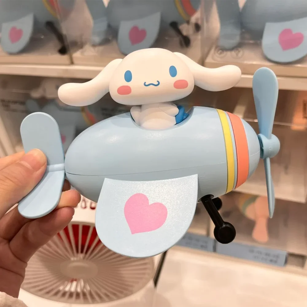 Miniso Sanrio Cinnamoroll Dog Small Airplane Shape Anime Decoration Desktop Fan Kawaii Children's Toy Adult Kids Birthday Gift