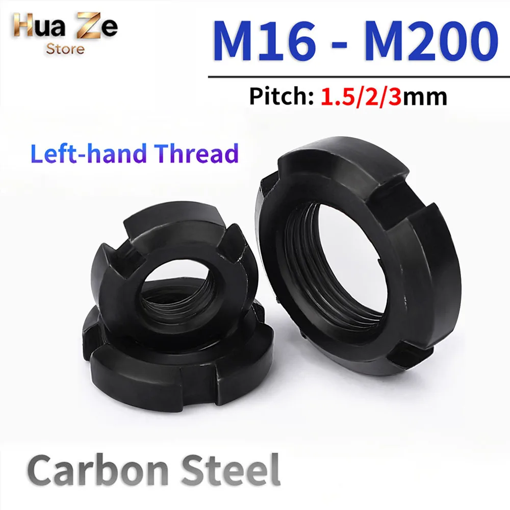 Carbon Steel M16 M18 M20 M22 M24 M25 M27 M30 M33 M35 M36 M39 M40 M42 M45-M200 Left-hand Thread Slotted Round Nut Four Slot Nuts