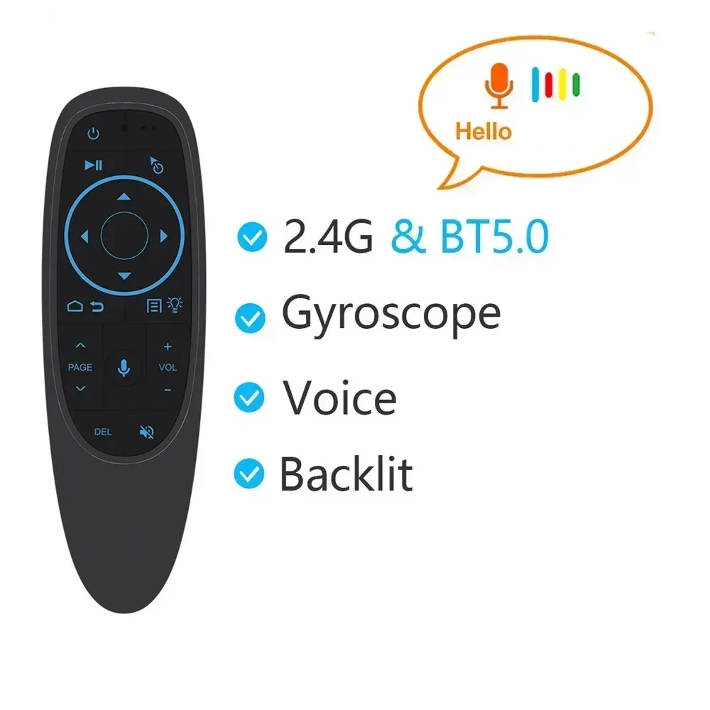 G10S PRO BT صوت ذكي للتحكم عن بعد 2.4G مع BT5.0 ماوس هوائي لاسلكي جيروسكوب بإضاءة خلفية لصندوق التلفزيون أندرويد #2