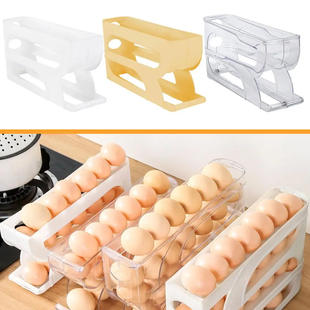 Automatic Roll Slide Egg Storage Box Three-layer Slide Storage Special Egg Egg Door Side Kitchen Roller Refrigerator Type C Y1J6