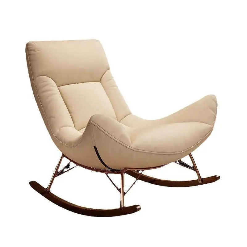 ￥%Nordic Modern Cream Style Rocking Chair Simple Designer Leisure Lounge Chair for Home Hot Sale Soft Single Swing Chair