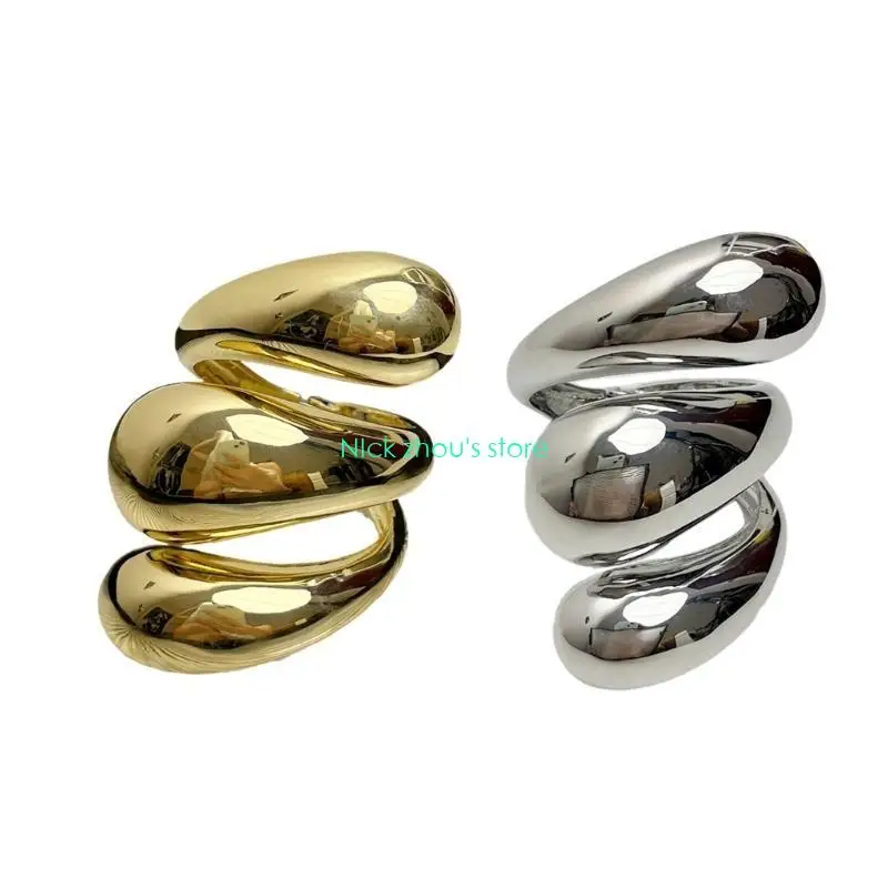 E15E سوار فاسق مبالغ فيه أساور واسعة قابلة للتعديل افتتاح أساور هندسية الذراع سوار المعصم مجوهرات مثالية للنساء