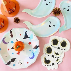 Halloween Bat Ghost Pumpkin Colorful Disposable Tableware Halloween Decoration Supplies