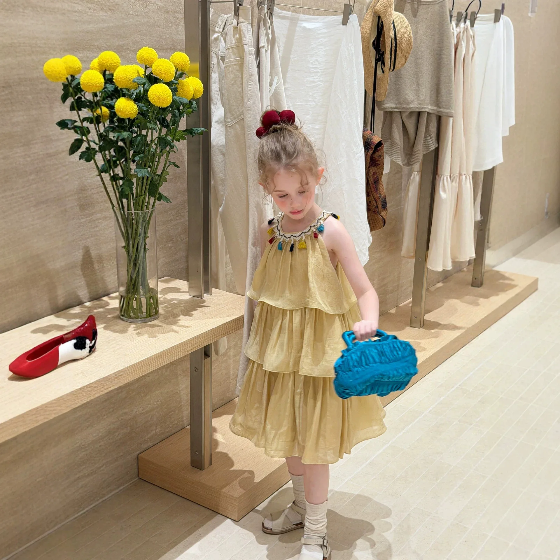 Girls Casual Princess Vest Dress 2026 Summer New Girl's Design Sleeveless Bohemian Cake Dress