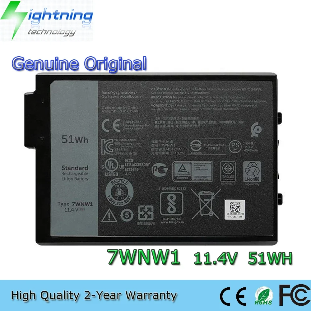 

Новый оригинальный аккумулятор для ноутбука 7WNW1 11,4 В 51 Втч для Dell Latitude 7424 5424 5420 Rugged Extreme Series DMF8C 0DMF8 и т. д.