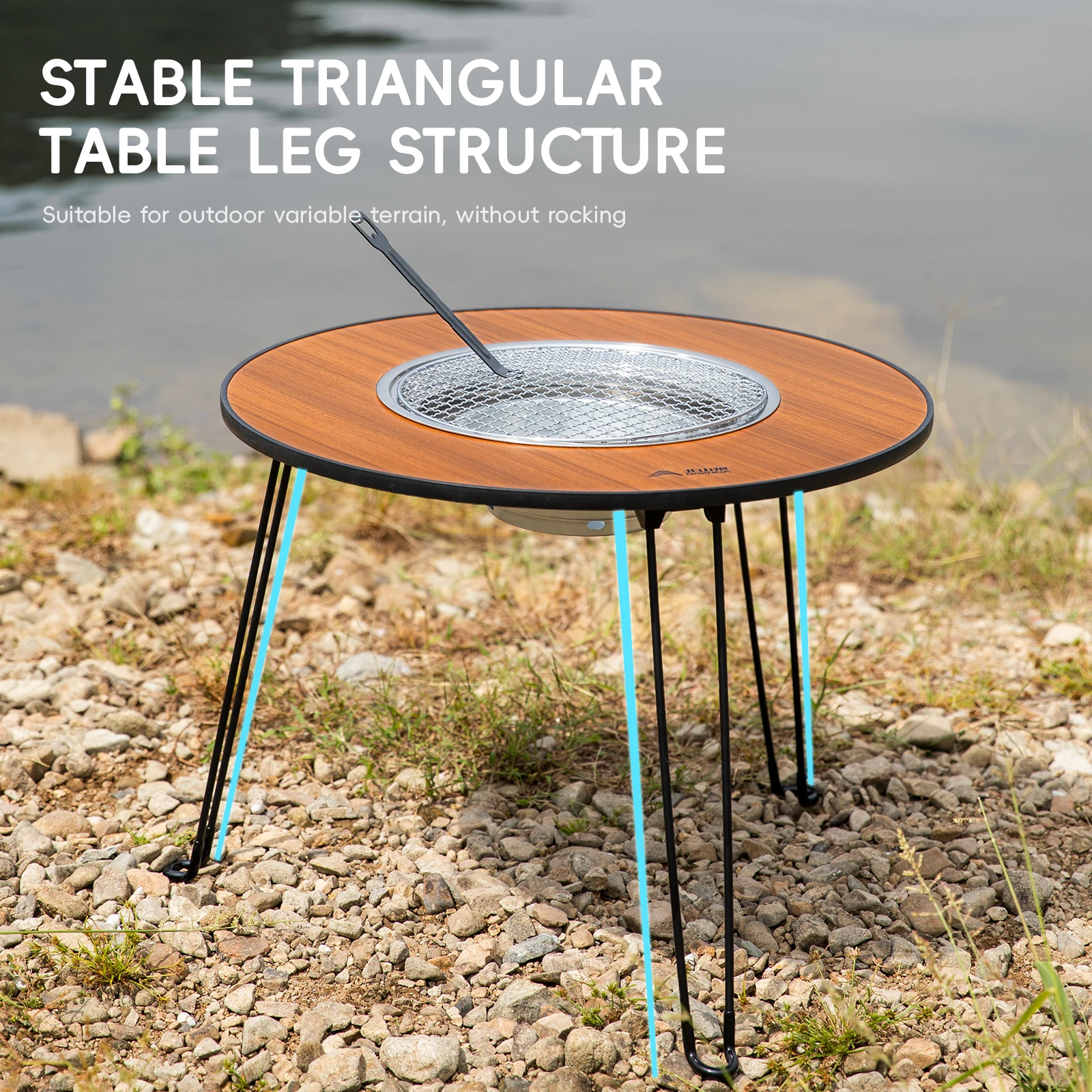 BISINNA Folding Round Table Barbecue Stove Portable Camping BBQ Charcoal Grill With Storage Bag Patio Tea Boiling image 4