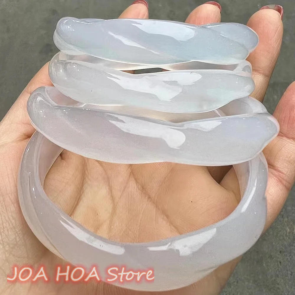 NEW Infinite Shape Hand Carved Twist Bangle Natural Chalcedony Agate Bracelet Exquisite Handring Jadeite Boutique Jewelry