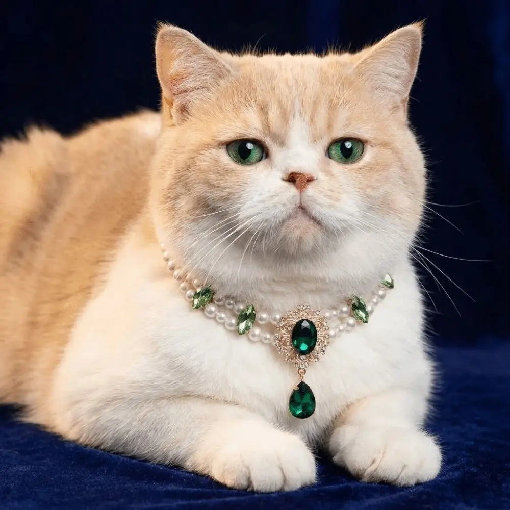 

Double Layer Pet Pearl Collar Adjustable Water Droplet Shape Gemstone Pet Necklace Comfortable Faux Pearl Luxury Pet Jewelry