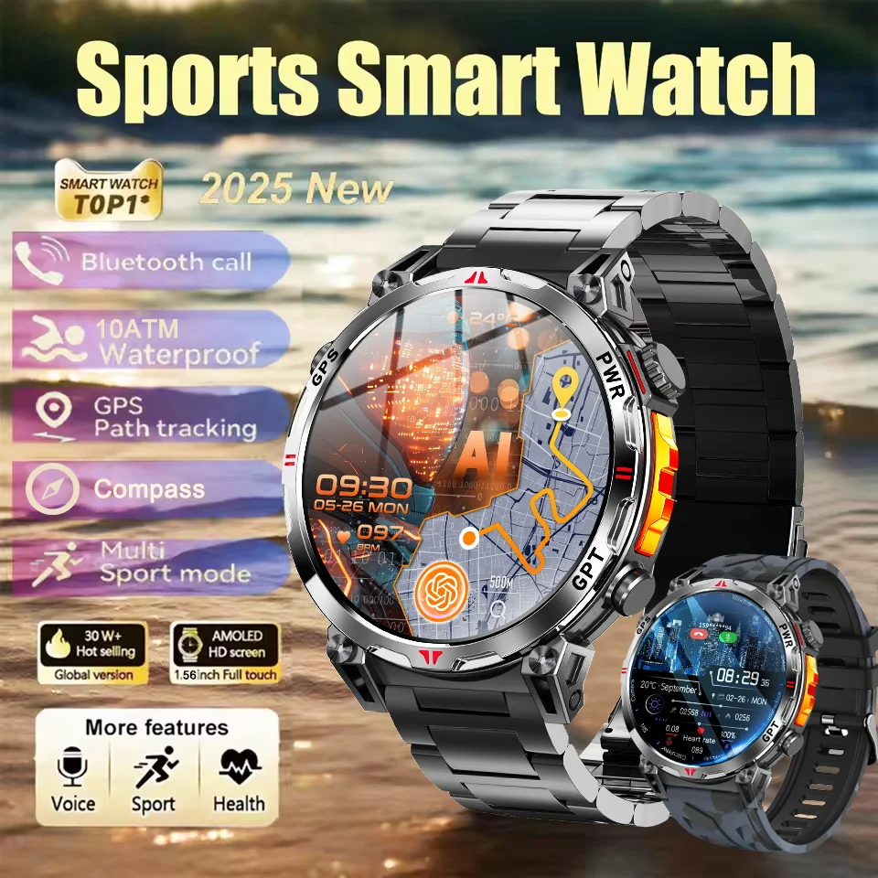 

Новые военные T-Rex 3 Bluetooth Call Смарт-часы GPS Компас Барометрический Высотомер 10 АТМ Водонепроницаемые спортивные умные часы