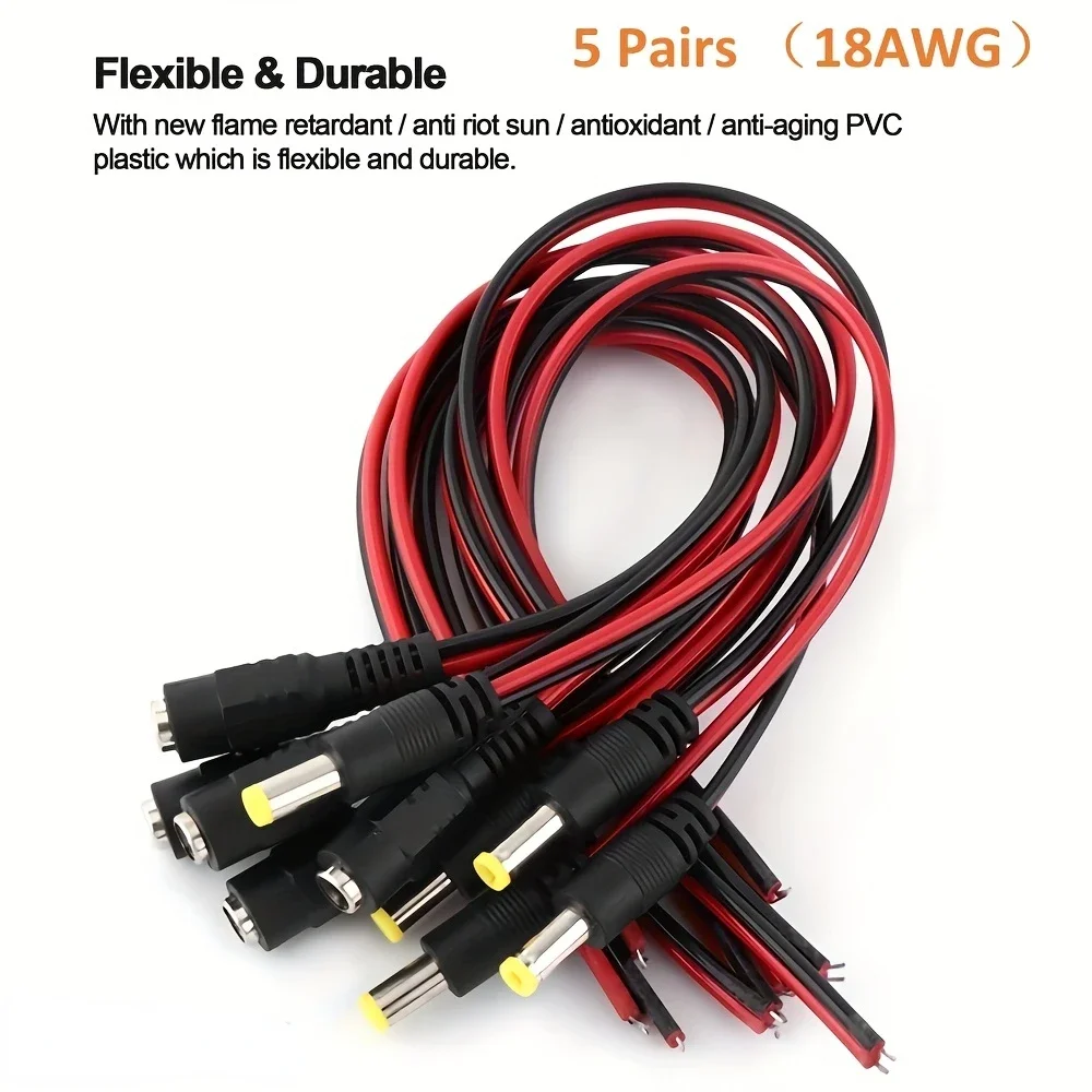 10/20/50PCS 12V Dc Connectors Male Female Jack Cable Wire Line Adapter Plug Power Supply 5.5 x 2.1mm