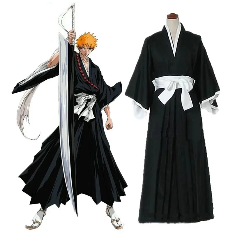 Disfraz de Cosplay Bleach Kuchiki Rukia Kurosaki Ichigo Sociedad de Almas Kimono Shinigami Conjunto Completo Guerra de Sangre Milenaria
