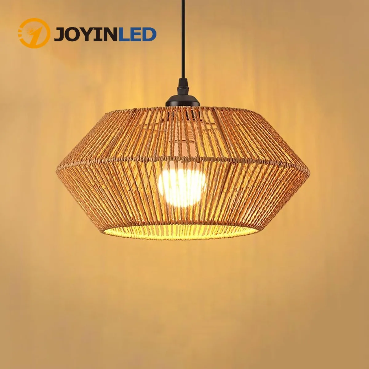 JOYINLED Boho Pendant Light, Hand Woven Paper Rope Chandelier, Farmhouse Coastal Hanging Lamp Kitchen Island Dining Room Bedroom