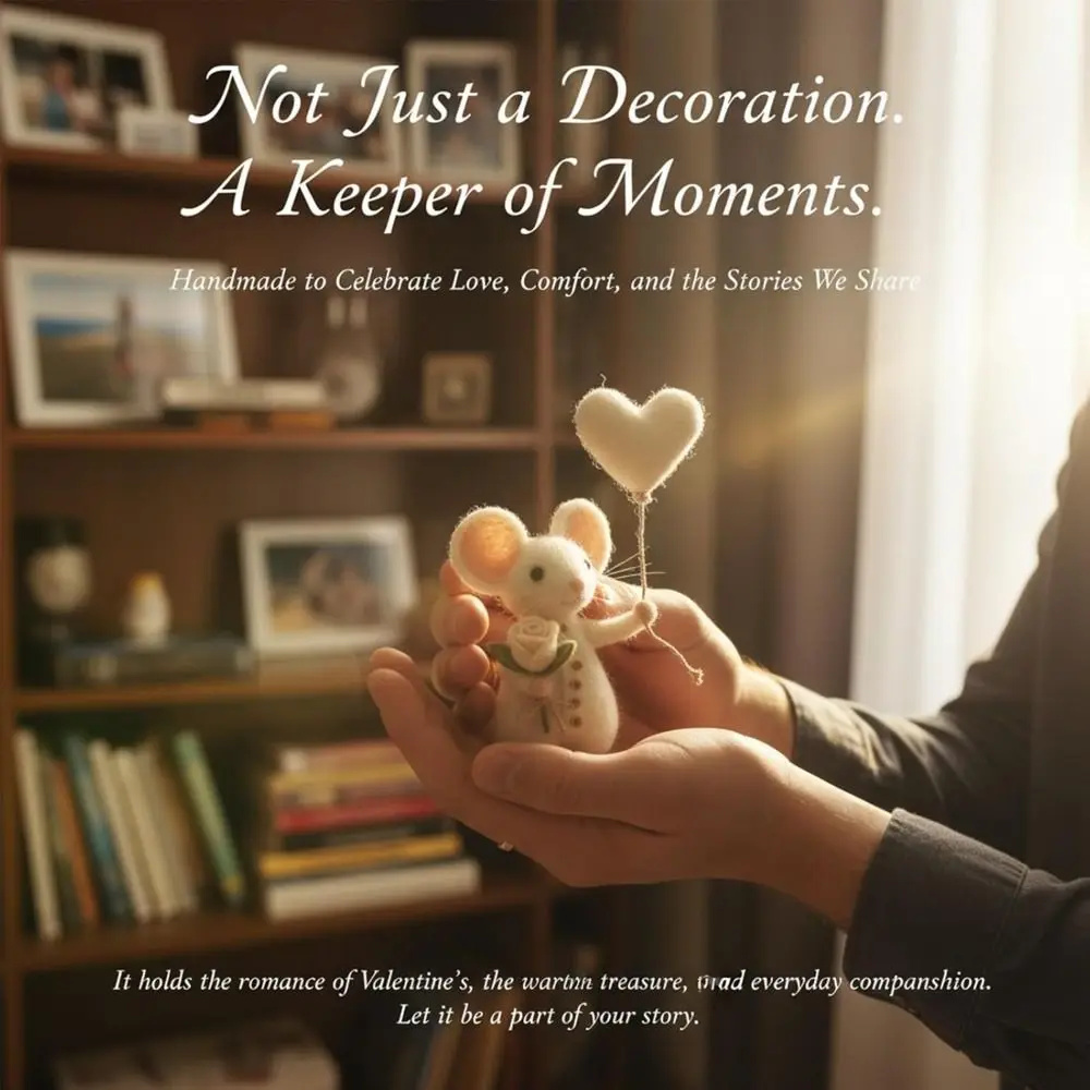 

Игрушка-мышка ручной работы из войлока, коллекционная фигурка, милый декоративный элемент, подарок, украшение из войлока в виде мышки