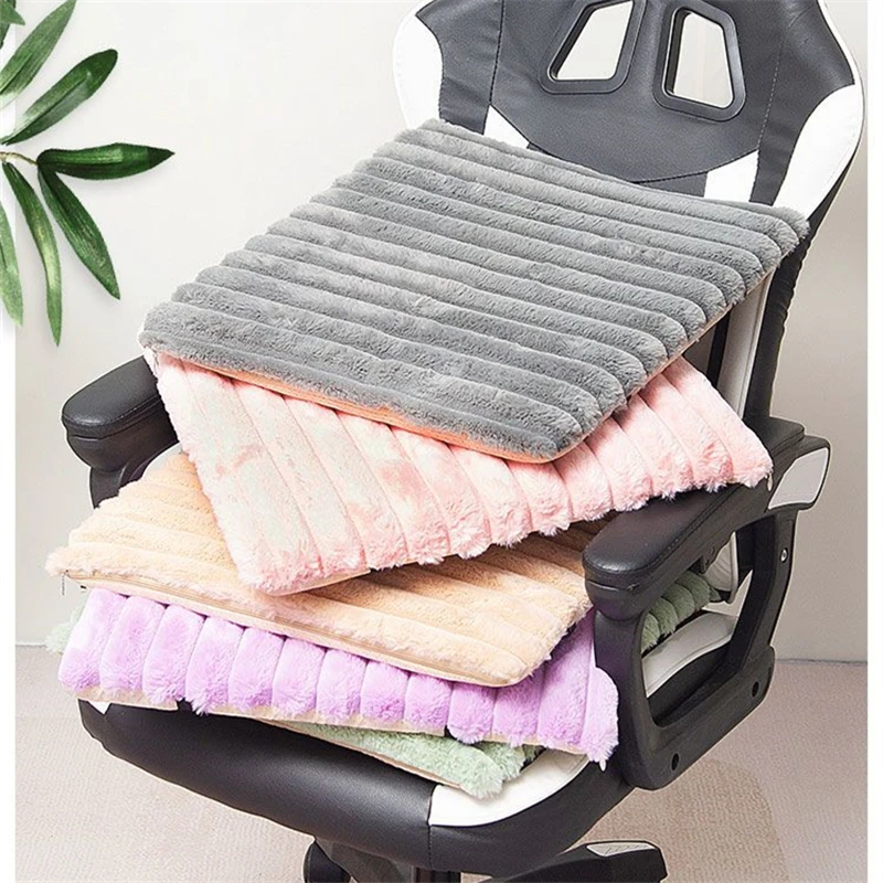 Thick Flannel Chair Mat, Non-slip Mat,Soft, Office, Sedentary Stool Pads, Home Decoration, Monochromatic Cushion, Autumn, Winter