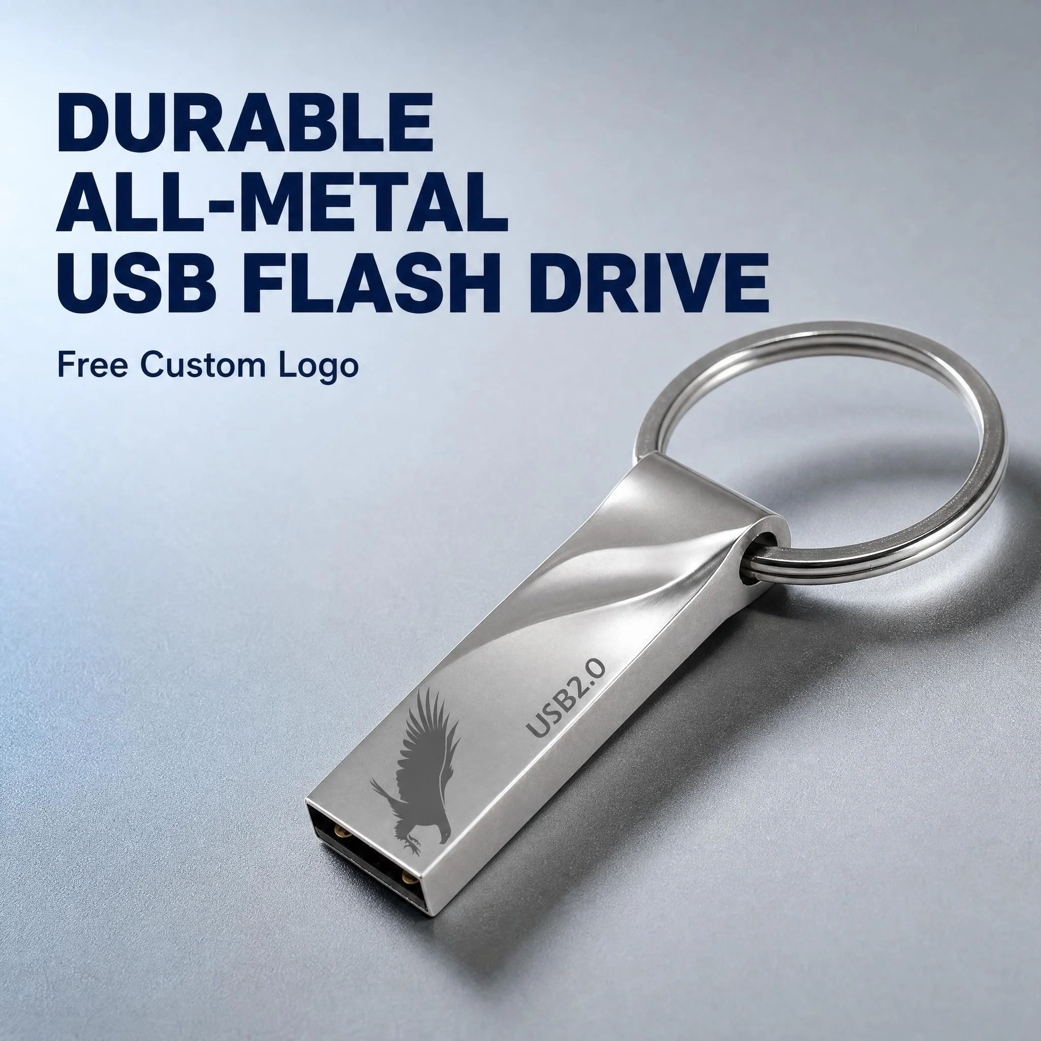 Free Custom Logo USB Flash Drive 128GB Rose Golden Metal Pen Drive 64GB Key Ring Memory Stick 32GB Business Gift Pendrive U Disk