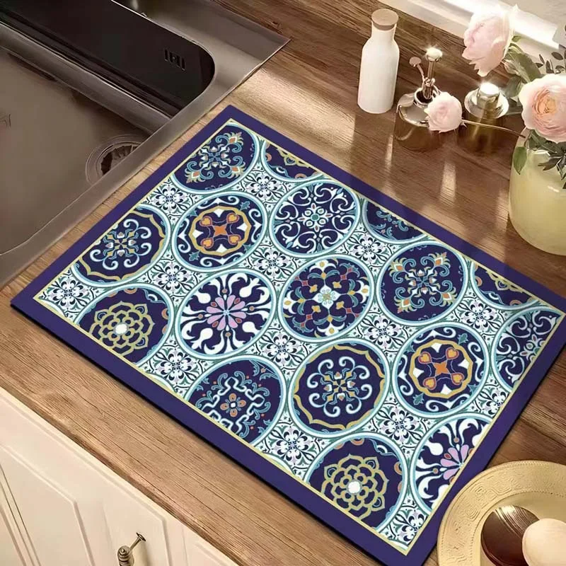 

Super Absorbent Large Mat Kitchen Antiskid Draining Coffee Dish Drying Quick Dry Bathroom Drain Pad Kitchen Faucet Placemat