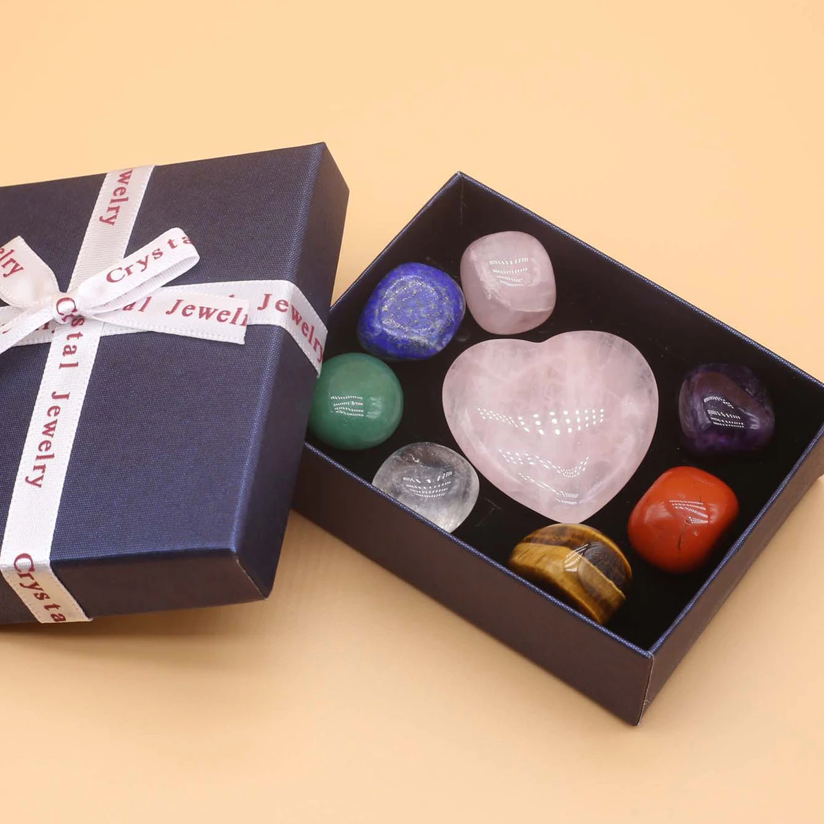 Crystal Stone Beads Set Irregural Natural Rose Quartz Ornaments Box Polishing Energy Guardian Gem Jewelry Home Decorations