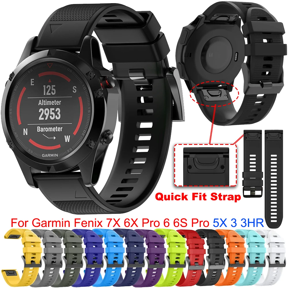 

Quick Fit Silicone Strap For Garmin Fenix 3 3HR 26mm Fenix 5X 6X 7X 20mm Fenix 5s 6s 7s Easy Fit Bracelet 22mm Fenix 7 5 6 935