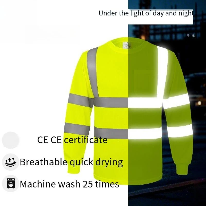 

Labor Protection Safety Clothing Breathable High-Visibility Reflective T-Shirt for Construction Sites Sun-Protective Quick-Dry