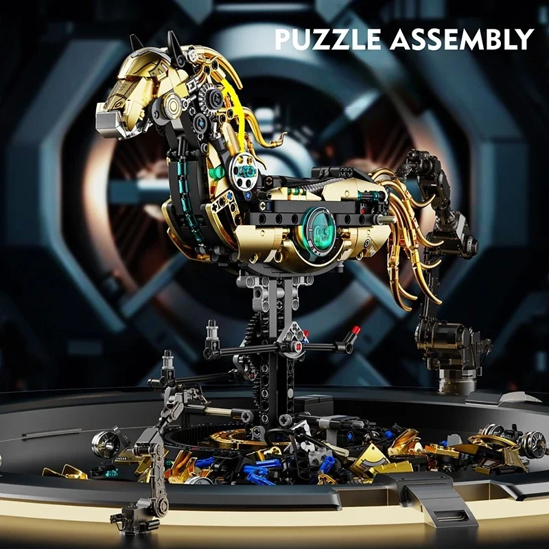 2025 mechanische Pferd Tier Bausteine Set MOC Kit Bau Modell Geschenke für Kinder Geburtstag Weihnachten Geschenke 1055PCS