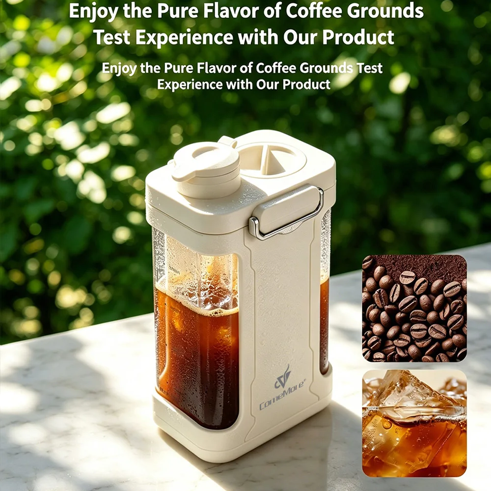YRP Coffee Pots 1000ml 34 Ounces Tritan Material Double Layer Protection Coffee Cup Cold Brew Iced Coffee Maker and Tea Infuser