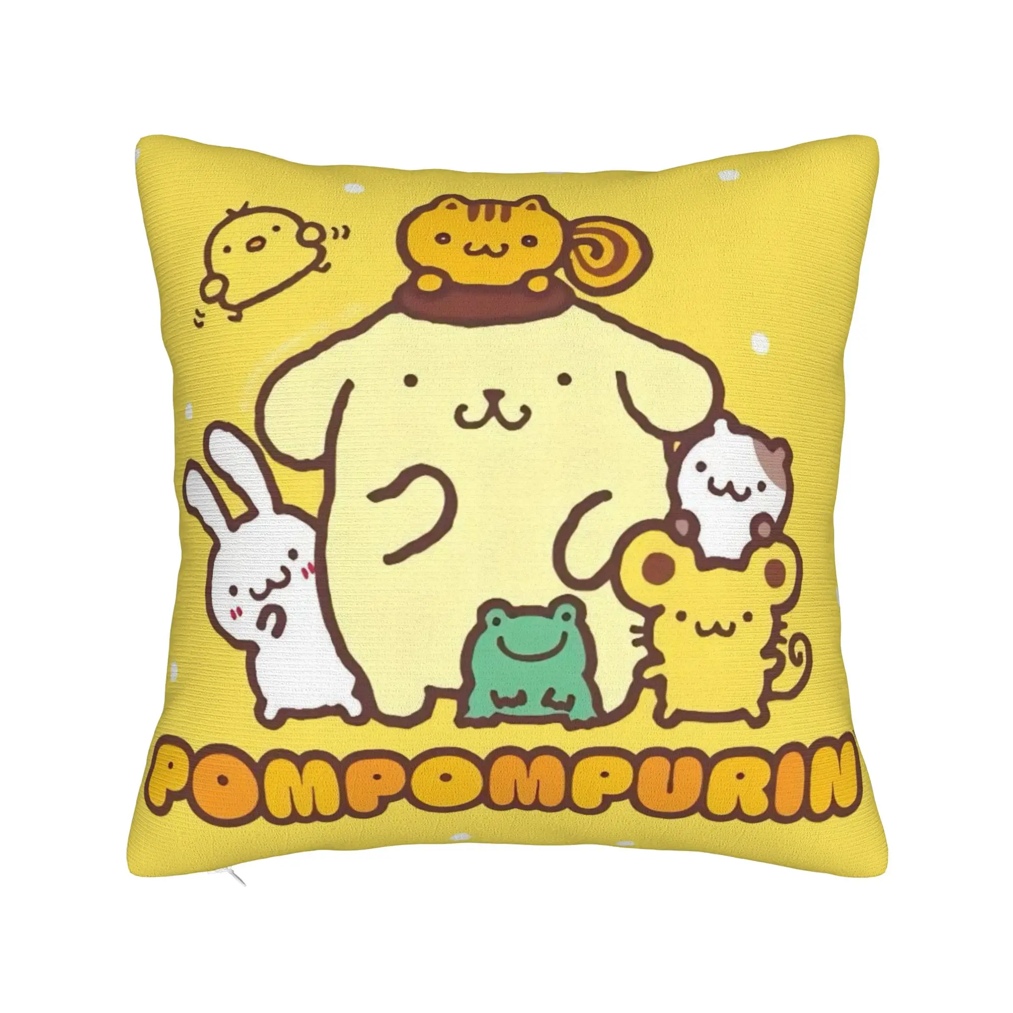 Pompompurins Cute Puppy Cartoon Pillowcase Printed Polyester Cushion Cover Decorations  Throw Pillow Case Cover Home Zippered