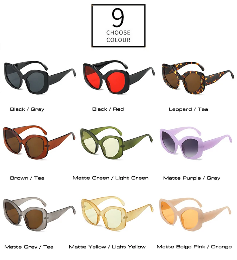 Shabuna Mode übergroße Cat Eye Frauen Sonnenbrille Sonnenbrillen UV400 Retro Männer matte Bonbon Farbe Sonnenbrille – Detail 6