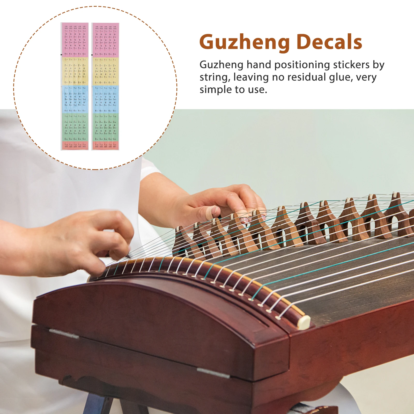 

2pcs Scale Stickers Learning Tool For Beginners String Marks Decal No Residue Easy Carry Practical Notes Stickers Guzheng