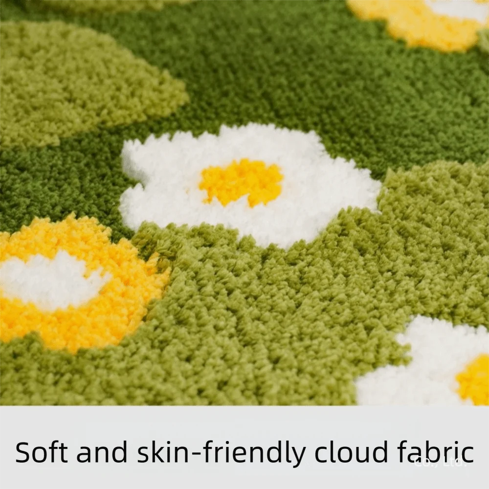 Vivid Green Moss Floral Mat Flocking Soft Non-Slip Carpet Thick Bedside Rugs For Living Room Bedroom Home Decoration