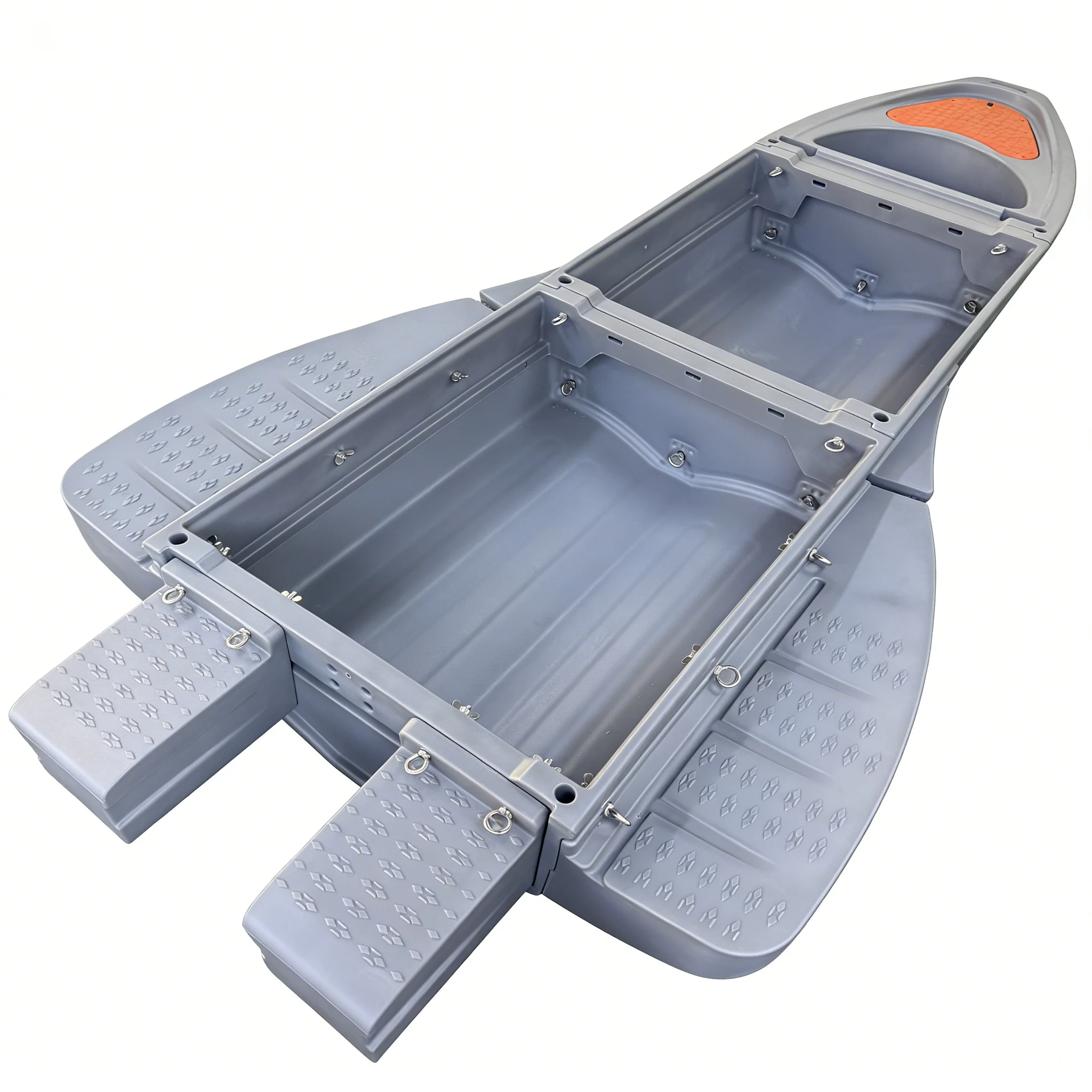 High strength folding plastic vehicle fishing boat