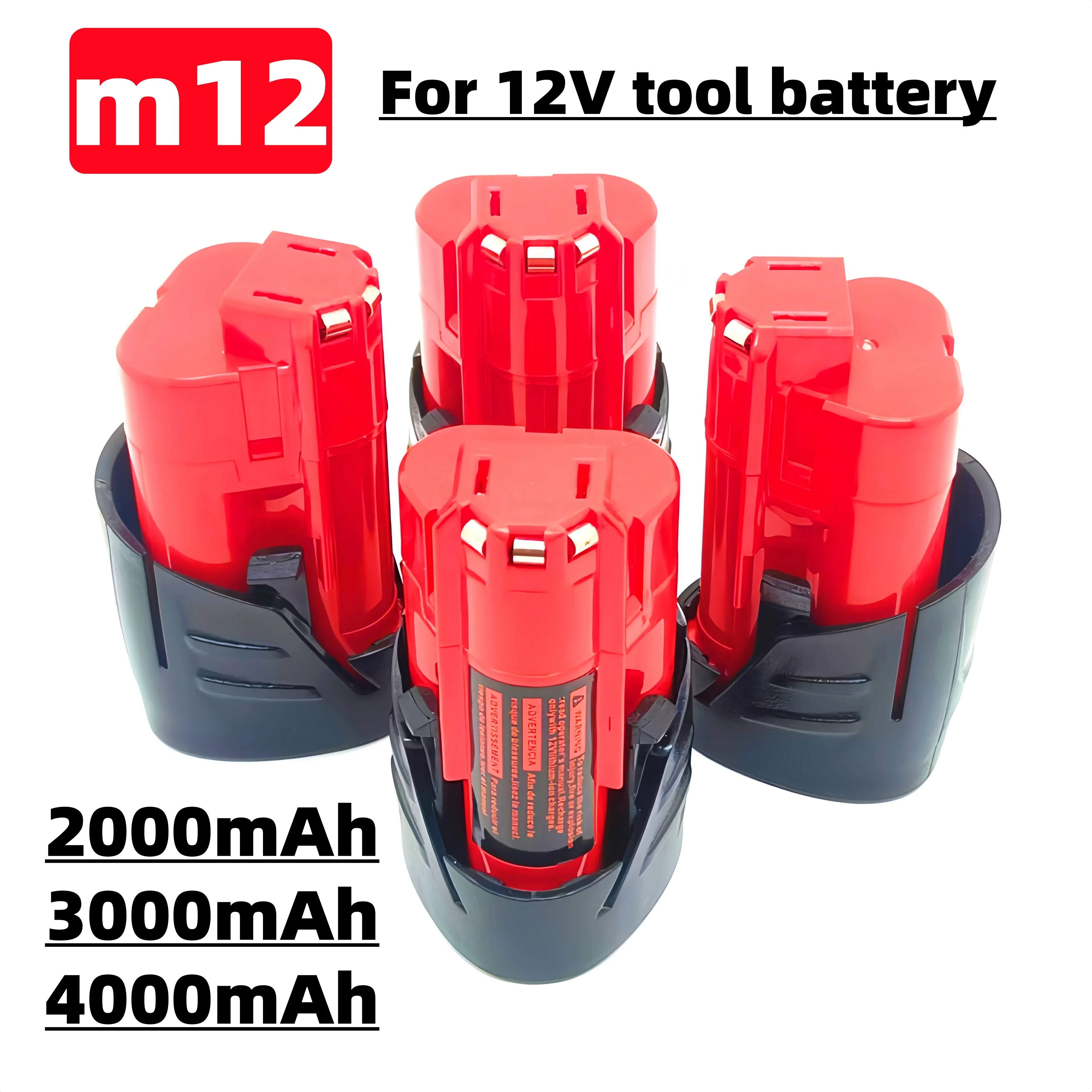 3000mAh 12V Cordless Tool Battery Compatible with Milwaukee M12 XC 48-11-2410 48-11-2420 48-11-2411 12