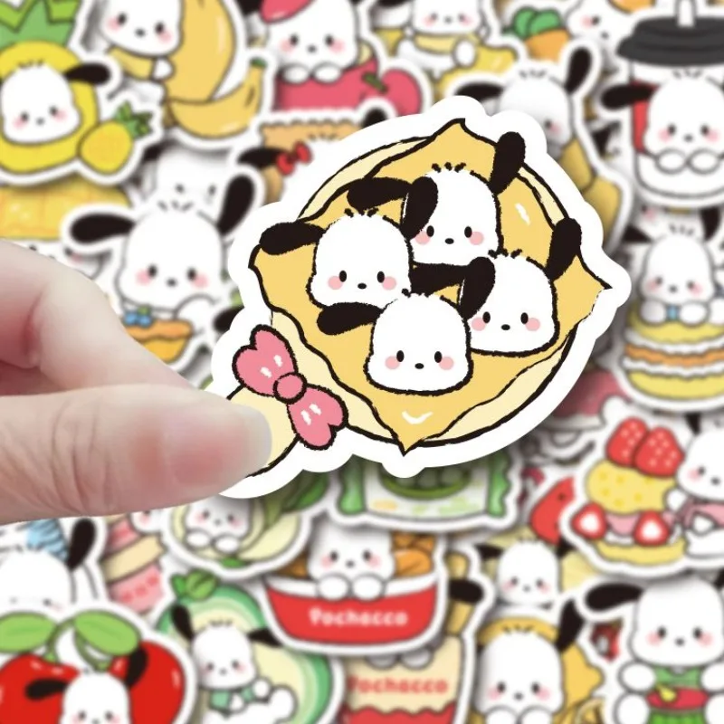 100PCS Sanrio Cartoon Cute Pochacco Food Stickers Refrigerator Cell Phone Case Laptop Guitar Computer Stickers Wholesale