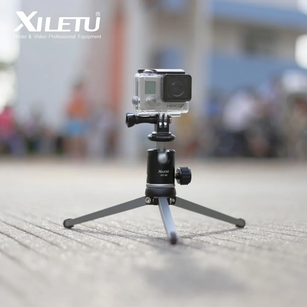 XILETU MT26+XT15 Aluminum Alloy Desktop Bracket Mini Tabletop Tripod with Ball Head For DSLR Camera Mirrorless Camera Smartphone