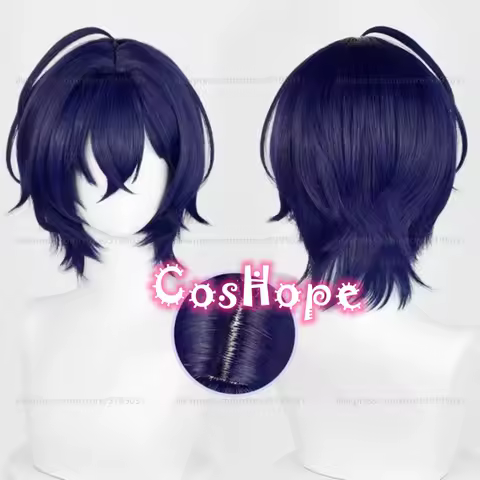 Phaethon Belle Cosplay Wig 33cm Short Hair Blue Wig Cosplay Anime Cosplay Wigs Heat Resistant Synthetic Wigs