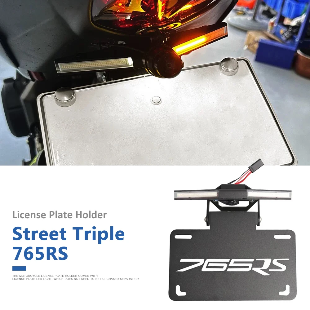 

Motorcycle Tail Frame LED Plate Light Folding License Plate Holder Fender Eliminator For Street Triple 765RS 765 RS 2020-2025