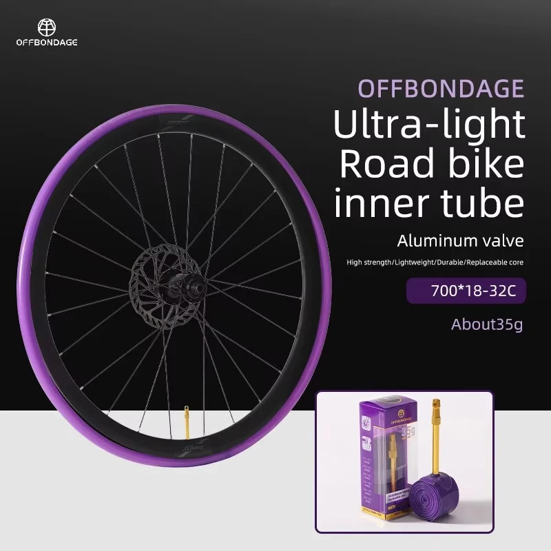 OFFBONDAGE Aluminum Valve Ultralight Bike Inner Tube 700C Road Bicycle TPU Tire 60 80mm Length French Valve Super Light Tube view 5