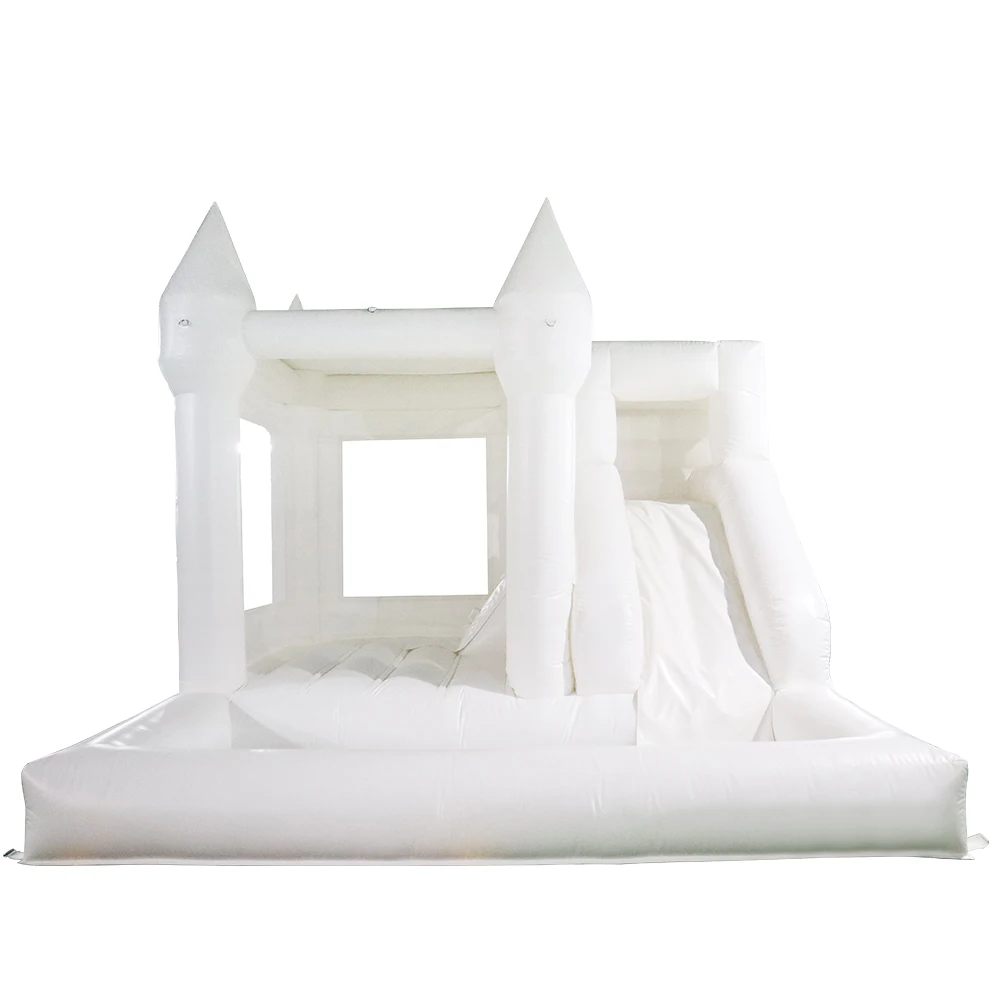 

free shipment, outdoor commercial inflatable wedding bouncy castle,white bounce house with slide combos for party