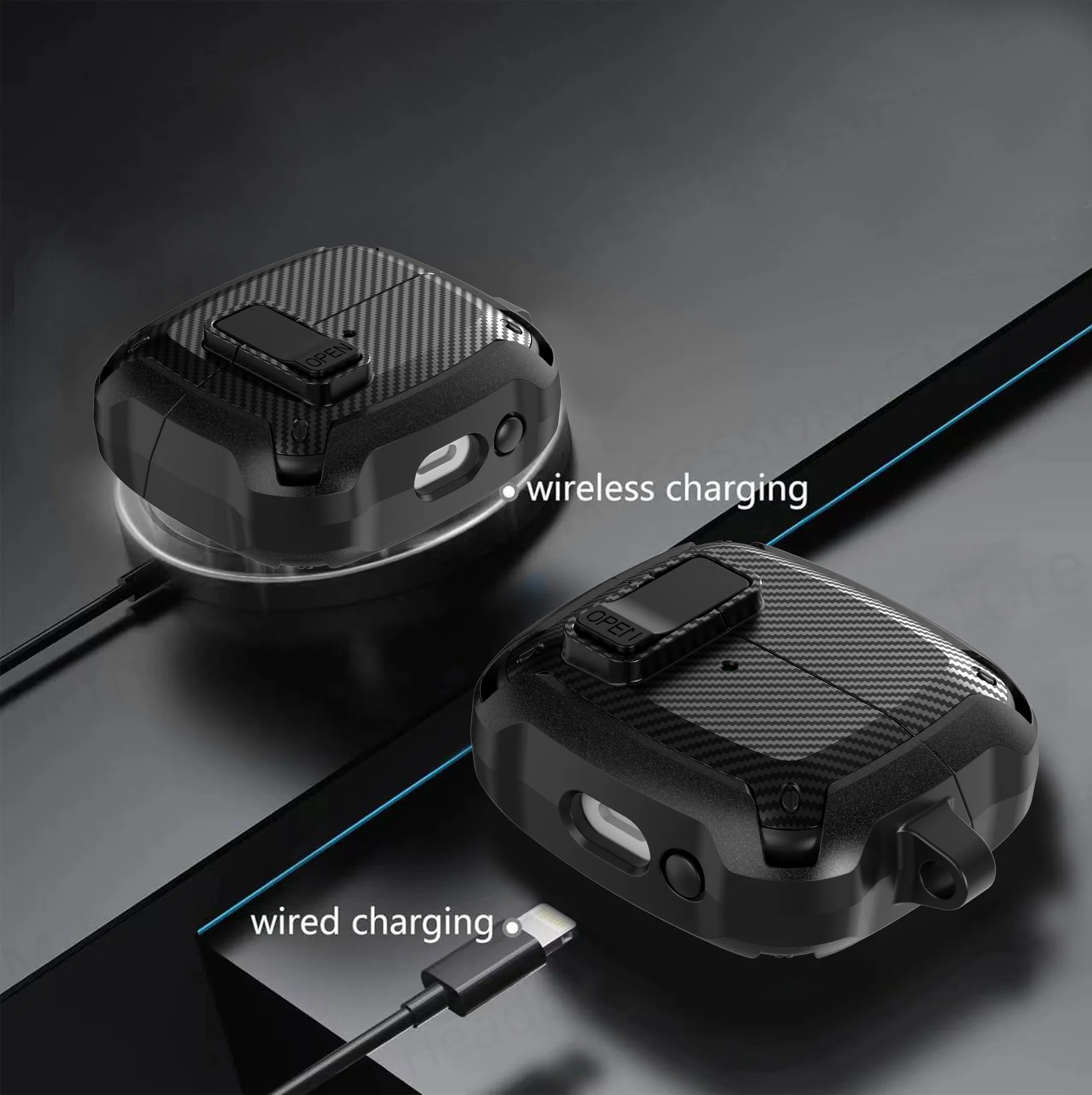 New carbon fibre Security Lock Case for Samsung Galaxy Buds 3/Buds3 Pro For Men Shockproof Cover For Samsung Buds3 Pro Case Capa