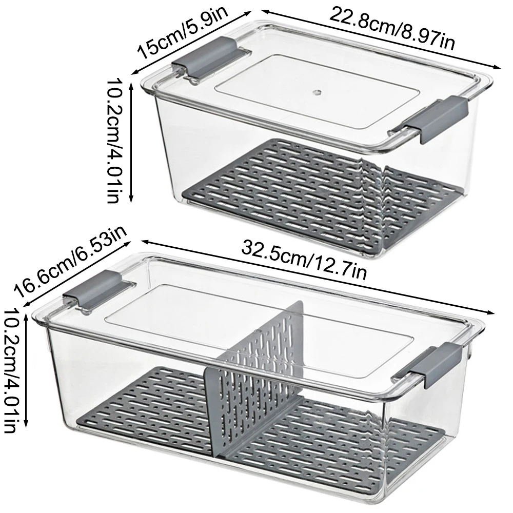 Organizador para nevera, contenedores organizadores apilables para refrigerador con tapas, contenedores transparentes para almacenamiento de frutas, despensa para congelador, cajas de cocina