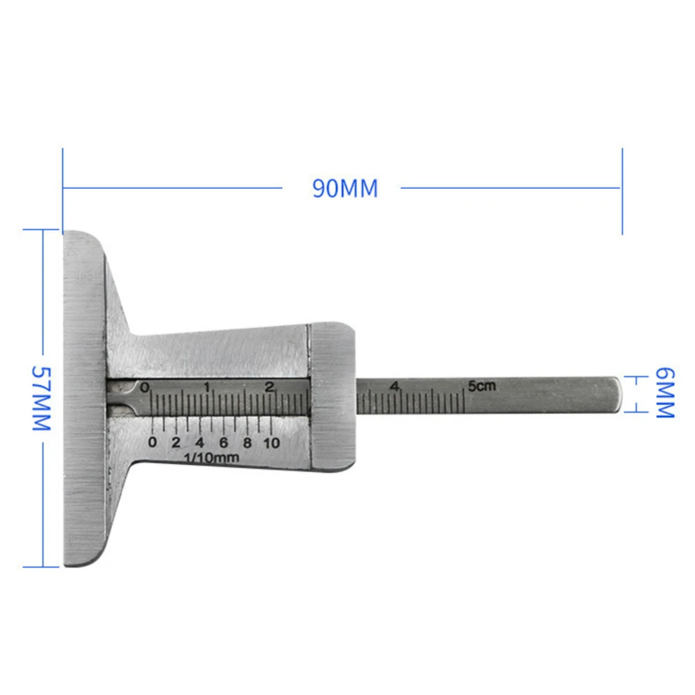 1 PC Vernier Depth Gauge Car Tyre Tire Tread Depth Gauge Meter Ruler Caliper Stainless Steel Measure Tool Accessories