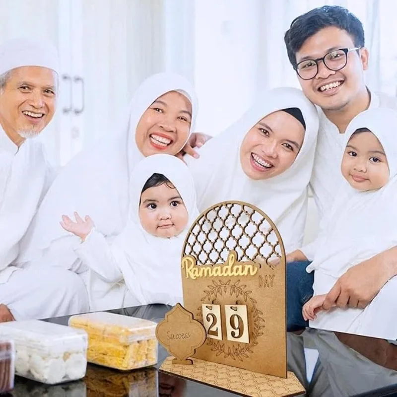 Eid Mubarak Wooden Countdown Calendar for Ramadan 2026 DIY Advent Calendar Tracker Gift for Kids Islamic Holiday Decor