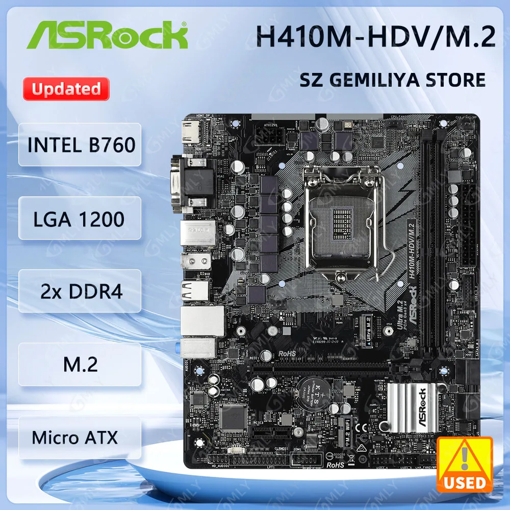 

ASROCK H410M-HDV/M.2 MotherboardIntel H410 2xDDR4 64GB LGA 1200 Micro ATX support i3-10105 i5-10400F i9-10900 cpu
