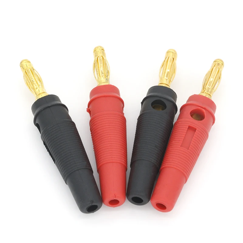 4pcs New 4mm Plugs pure copper Gold Plated Musical Speaker Cable Wire Pin Banana Plug Connectors
