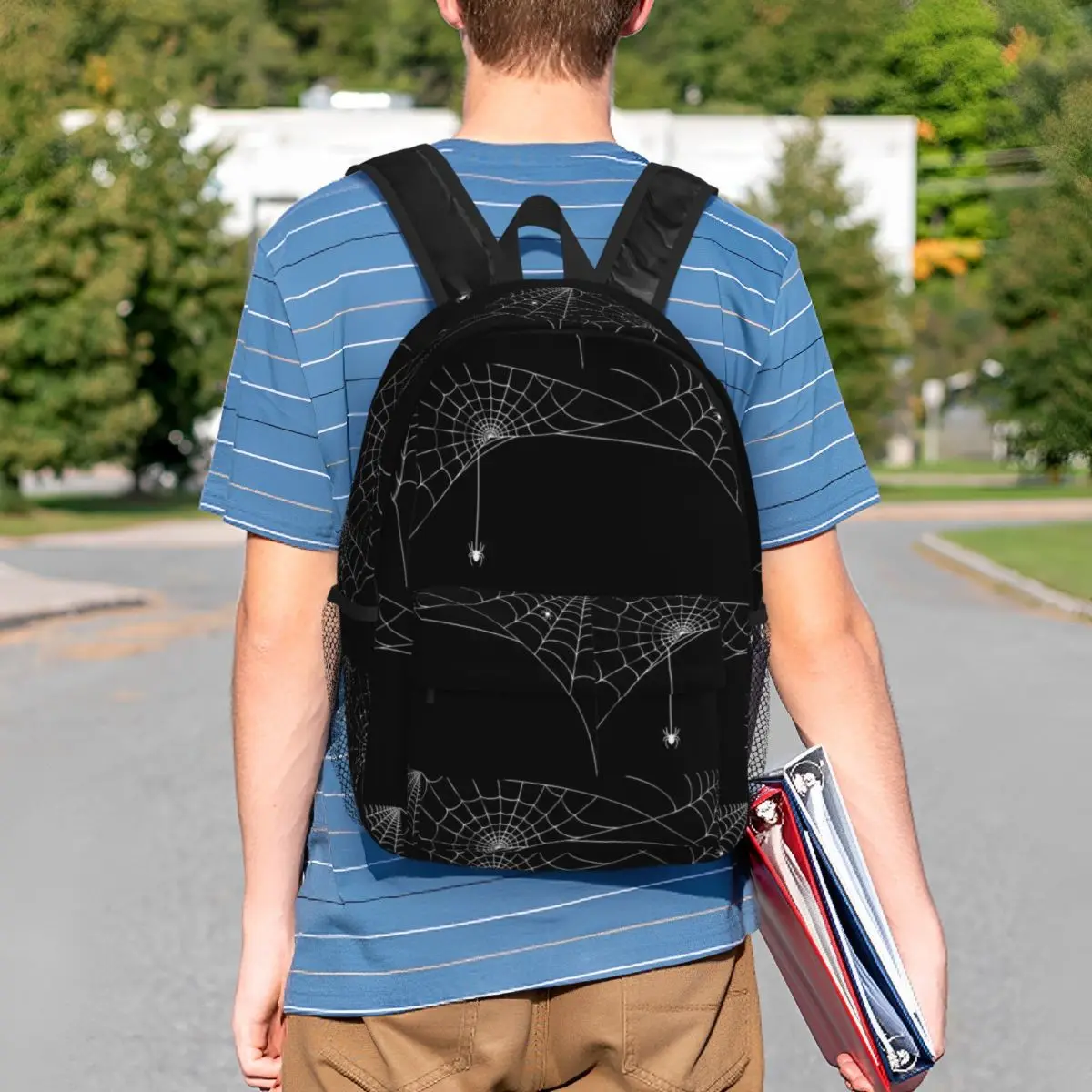 Black White Spider And Cobweb Backpack Student Boys Girls BookBag Men Women School Bag Computer Shoulder Bags